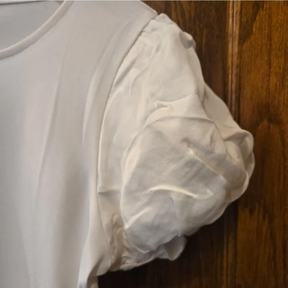 J. Crew Cream Ruffled Short Sleeve Blouse NWT Xsmall